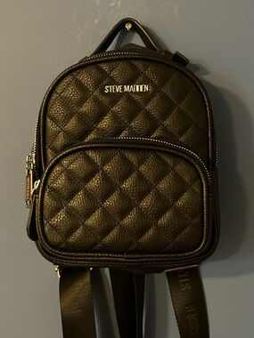 Steve Madden Black Quilted Mini Backpack